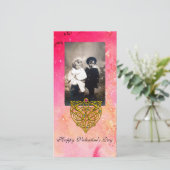 Cartes Pour Fêtes Annuelles HYPER VALENTINE, Fuchsia rose étincelles d'or (Debout devant)