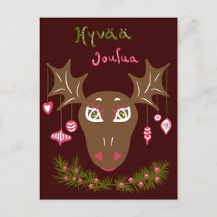 Cartes Pour Fêtes Annuelles Hyvää Joulua Oie de Noël mignonne avec ornements