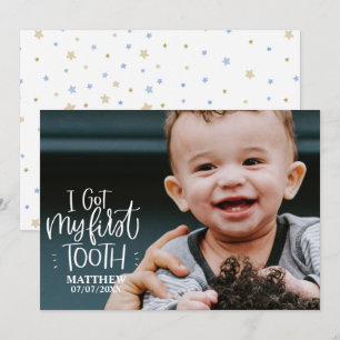 Cartes Pour Fêtes Annuelles I got my First Tooth Baby Boy Photo Card