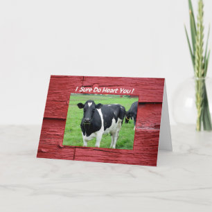 Cartes Pour Fêtes Annuelles I Heart You Cow in Pasture Funny Valentine Card