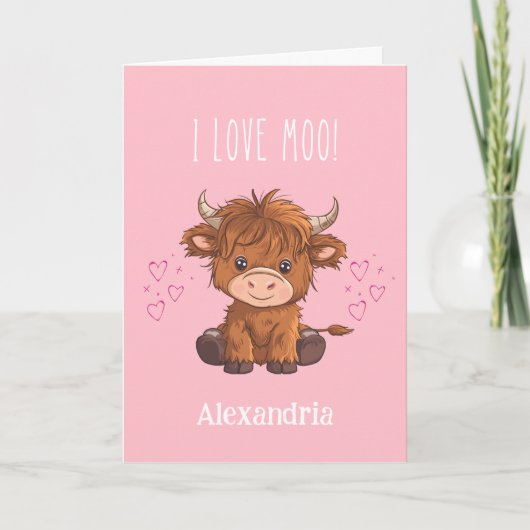 Cartes Pour Fêtes Annuelles I Loo Moo Highland Vache Valentine (Devant)