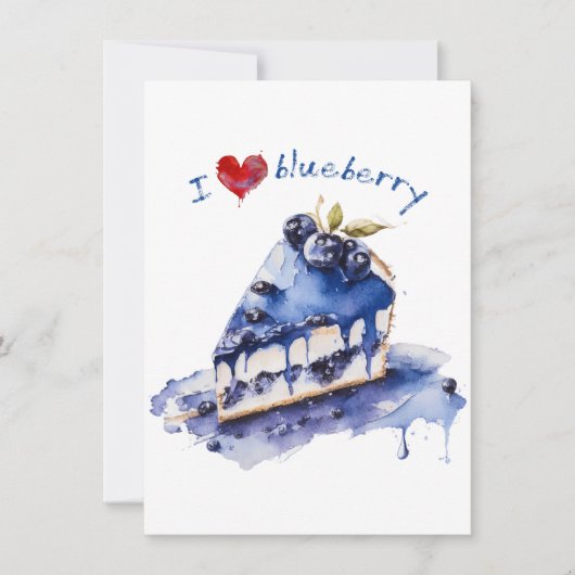Cartes Pour Fêtes Annuelles I Love Blueberry TShirt, Blueberry Cake Aquarelle (Devant)