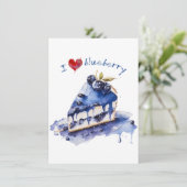 Cartes Pour Fêtes Annuelles I Love Blueberry TShirt, Blueberry Cake Aquarelle (Debout devant)