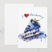 Cartes Pour Fêtes Annuelles I Love Blueberry TShirt, Blueberry Cake Aquarelle (Devant / Derrière)