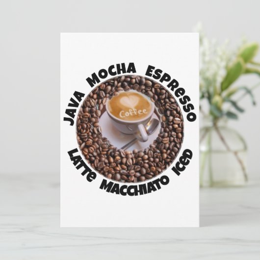 Cartes Pour Fêtes Annuelles I Love Coffee Java, Latte, Cappucino Greeting Note (Debout devant)
