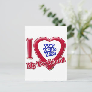 Cartes Pour Fêtes Annuelles I Love My Boyfriend Photo Red Heart