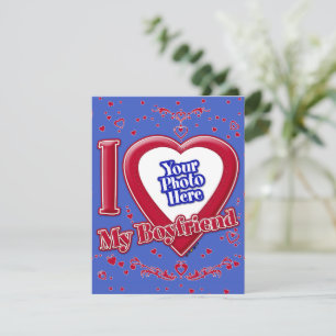 Cartes Pour Fêtes Annuelles I Love My Boyfriend Photo Red Hearts Deep Royal Bl
