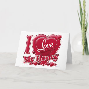 Cartes Pour Fêtes Annuelles I Love My Honey rouge - coeur