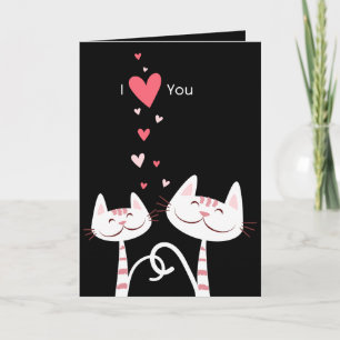 Cartes Pour Fêtes Annuelles I Love You Cats (noir) Valentine