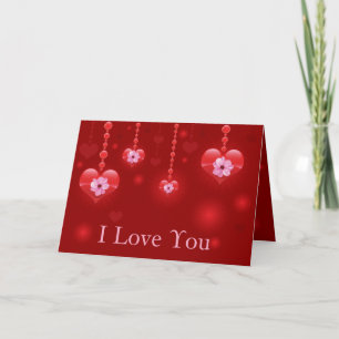 Cartes Pour Fêtes Annuelles I Love You Flowers and Hearts
