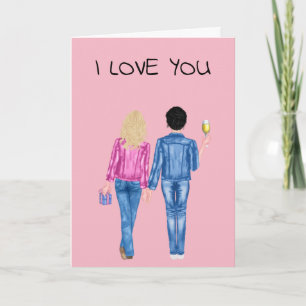 Cartes Pour Fêtes Annuelles I Love you Girlfriend Saint Valentin aquarelle