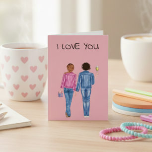 Cartes Pour Fêtes Annuelles I Love you Girlfriend Saint Valentin aquarelle H