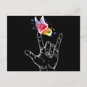 Cartes Pour Fêtes Annuelles I Love You Hand Sign Language Butterfly Autism