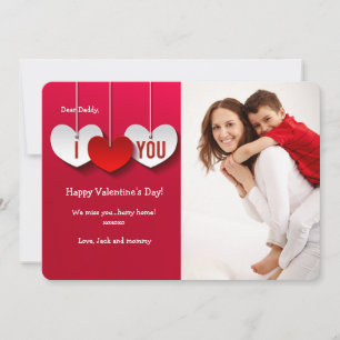 Cartes Pour Fêtes Annuelles I Love You Hearts Photo Valentine Card
