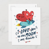 Cartes Pour Fêtes Annuelles I love you to the moon and back (Devant / Derrière)