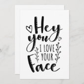 Cartes Pour Fêtes Annuelles I Love Your Face Funny Valentine's Day Card (Devant / Derrière)