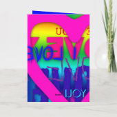 Cartes Pour Fêtes Annuelles I Loy You Electric Colours Pop Art V2 Greeting C (Dos)