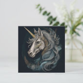 Cartes Pour Fêtes Annuelles IA Dark Unicorn (Debout devant)