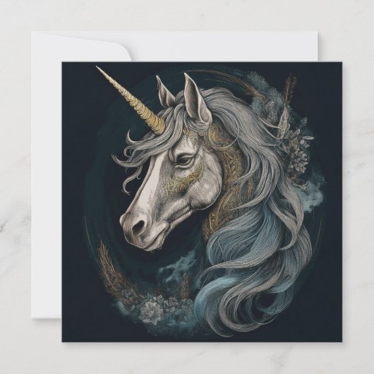 Cartes Pour Fêtes Annuelles IA Dark Unicorn (Devant)