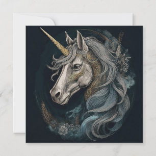 Cartes Pour Fêtes Annuelles IA Dark Unicorn