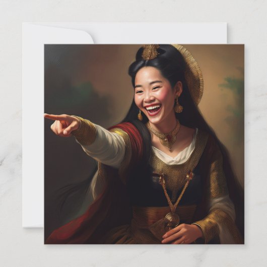 Cartes Pour Fêtes Annuelles IA pointant et riant (Devant)