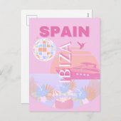Cartes Pour Fêtes Annuelles Ibiza, Espagne, Art Voyage, Art Preppy, Rose (Devant / Derrière)