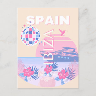 Cartes Pour Fêtes Annuelles Ibiza, Espagne, Art Voyage, Art Preppy, Rose, Past