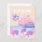 Cartes Pour Fêtes Annuelles Ibiza, Espagne, Art Voyage, Art Preppy, Rose, Past (Devant / Derrière)