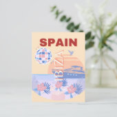 Cartes Pour Fêtes Annuelles Ibiza, Espagne, Art Voyage, Art Rétro, Pastel (Debout devant)