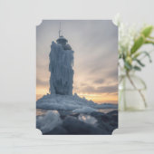 Cartes Pour Fêtes Annuelles Ice covered lighthouse  (Debout devant)