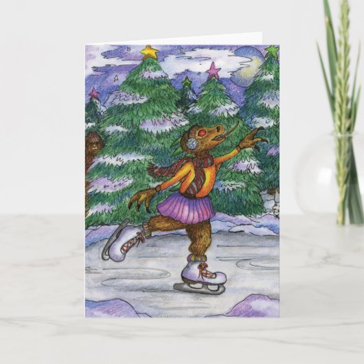 Cartes Pour Fêtes Annuelles Ice Skating Chupacabra Holiday Card (Devant)