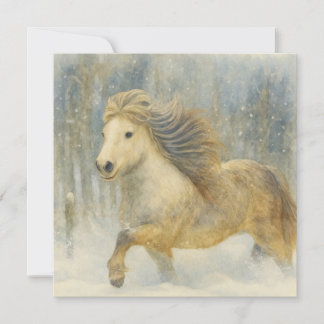 Cartes Pour Fêtes Annuelles Icelandic Horse Winter Scene Card