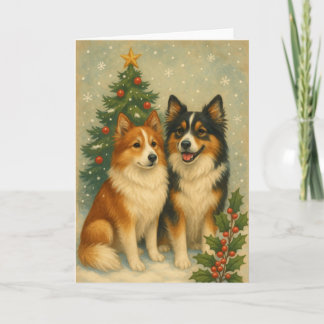 Cartes Pour Fêtes Annuelles Icelandic Sheepdog Christmas Card