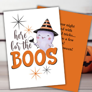 Cartes Pour Fêtes Annuelles Ici pour les Huées Mignon Fantôme Avec du Vin Pers