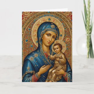Cartes Pour Fêtes Annuelles Icon of Mary and Jesus 5x7 folded Christmas Card