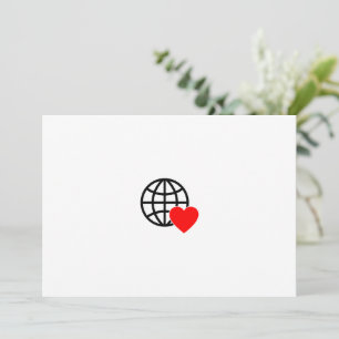 Cartes Pour Fêtes Annuelles Icône Globe Amour Mondial   Conception de cœur Ter