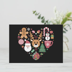 Cartes Pour Fêtes Annuelles Icônes de cœur d'amour de Noël Vacances Xmas Santa