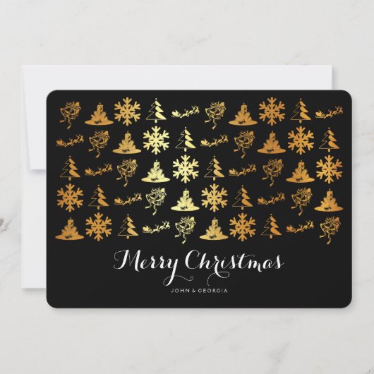 Cartes Pour Fêtes Annuelles Icônes de Noël en noir et or (Devant)