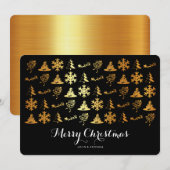 Cartes Pour Fêtes Annuelles Icônes de Noël en noir et or (Devant / Derrière)