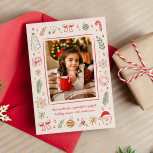 Cartes Pour Fêtes Annuelles Icônes de Noël mignonnes en blanc dessinées à la m