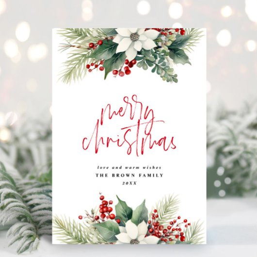 Cartes Pour Fêtes Annuelles Iivoire couronne de Noël Aquarelle de Noël