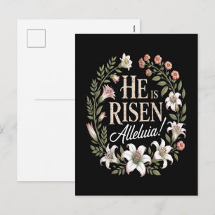Cartes Pour Fêtes Annuelles Il Est Ressuscité Alleluia Floral Pâques Chrétien