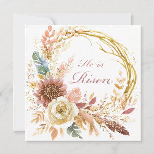 Cartes Pour Fêtes Annuelles Il est ressuscité couronne florale bohème Pâques
