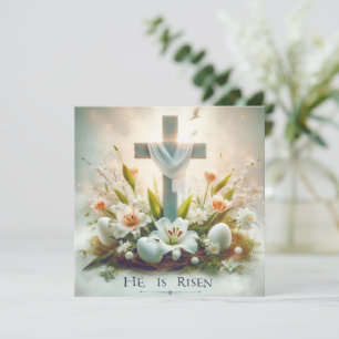 Cartes Pour Fêtes Annuelles Il Est Ressuscité Croix Bleue avec Lys