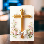 Cartes Pour Fêtes Annuelles Il est ressuscité Fleuriste Croix catholique relig