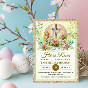 Cartes Pour Fêtes Annuelles Il est ressuscité Fleurs aquarelles de Pâques, Rel