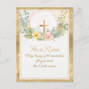 Cartes Pour Fêtes Annuelles Il Est Ressuscité Fleurs D'Aquarelle De Pâques, Re