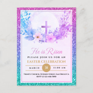 Cartes Pour Fêtes Annuelles Il Est Ressuscité Fleurs D'Aquarelle De Pâques, Re