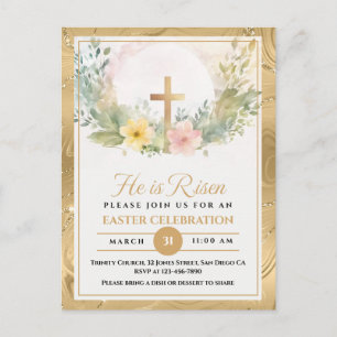 Cartes Pour Fêtes Annuelles Il Est Ressuscité Pâques Aquarelle Fleurs, Religie