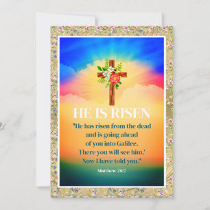 Cartes Pour Fêtes Annuelles Il Est Ressuscité Pâques Aquarelle Fleurs, Religie